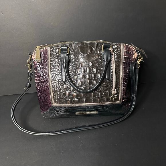 Brahmin Handbags - Brahmin Duxbury Croc Embossed Stachel Bag Purse Plum Brown Please READ details